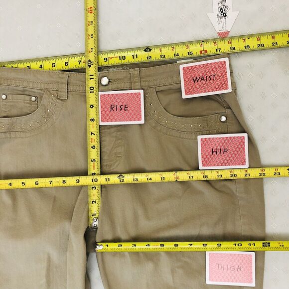 Hannah Jeans Ivory Womens 14 Missy Cropped Capri Cream Embroidered Bejeweled - Picture 7 of 11